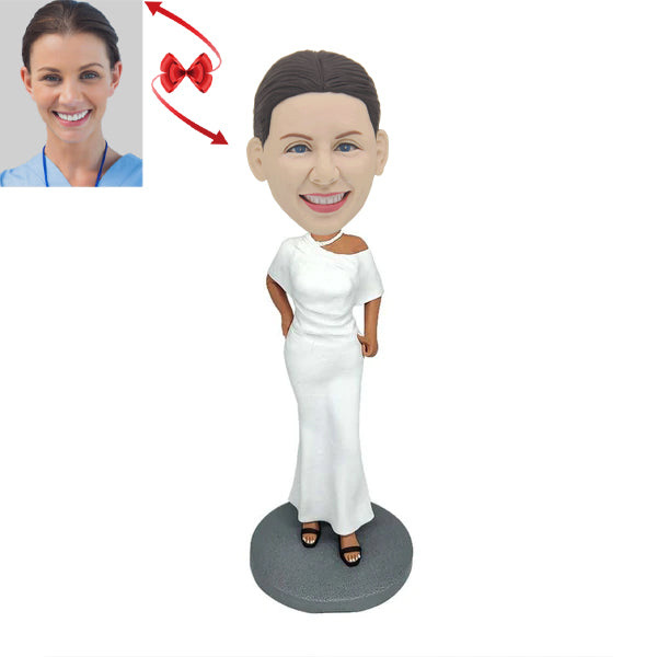 White Dress Lady Custom Bobblehead